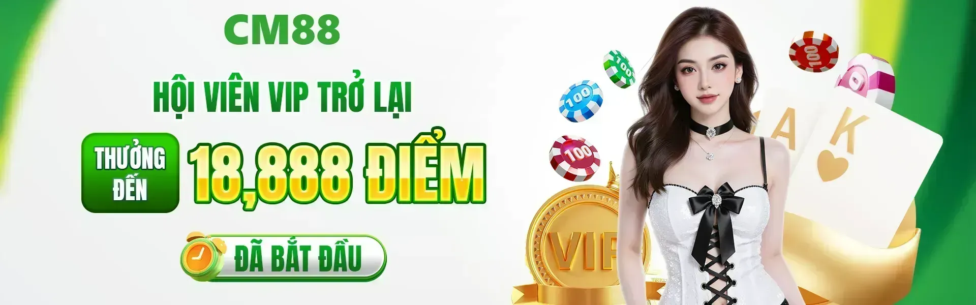 Phiên bản 35: Phần thưởng giá trị lên tới 18,888 điểm sẽ được CM88 dành cho các thành viên VIP quay trở lại và hoàn thành các điều kiện theo thể lệ sự kiện.